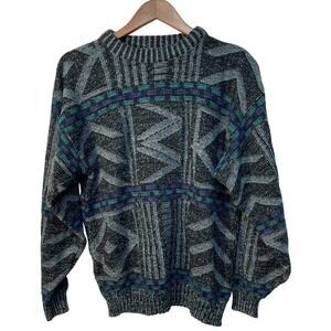 Saturdays Mens Geometric Pattern Acrylic Sweater Large